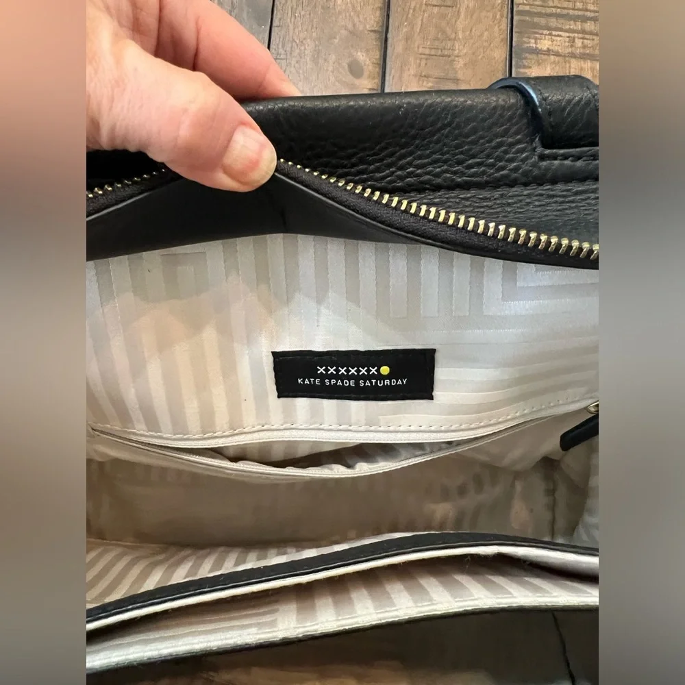 kate spade Blue, Black & White Leather Top-Handle Satchel - Picture 9 of 15